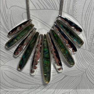 Dana Buchman Green and Silver Statement Necklace
